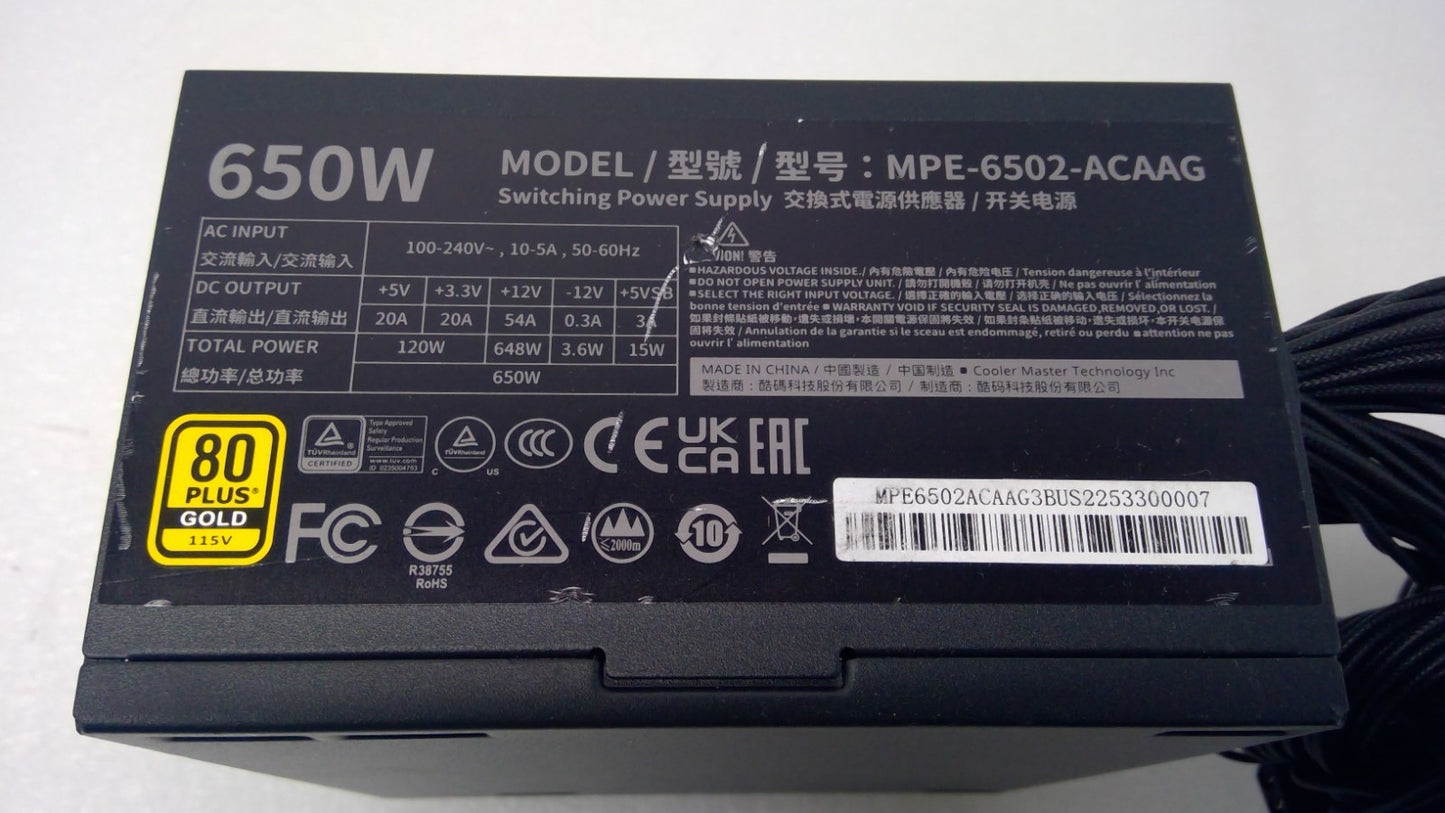 Cooler Master MWE Gold 650 V3 ATX 3.1 650W 80+ Gold Power Supply MPE-6502-ACAAG