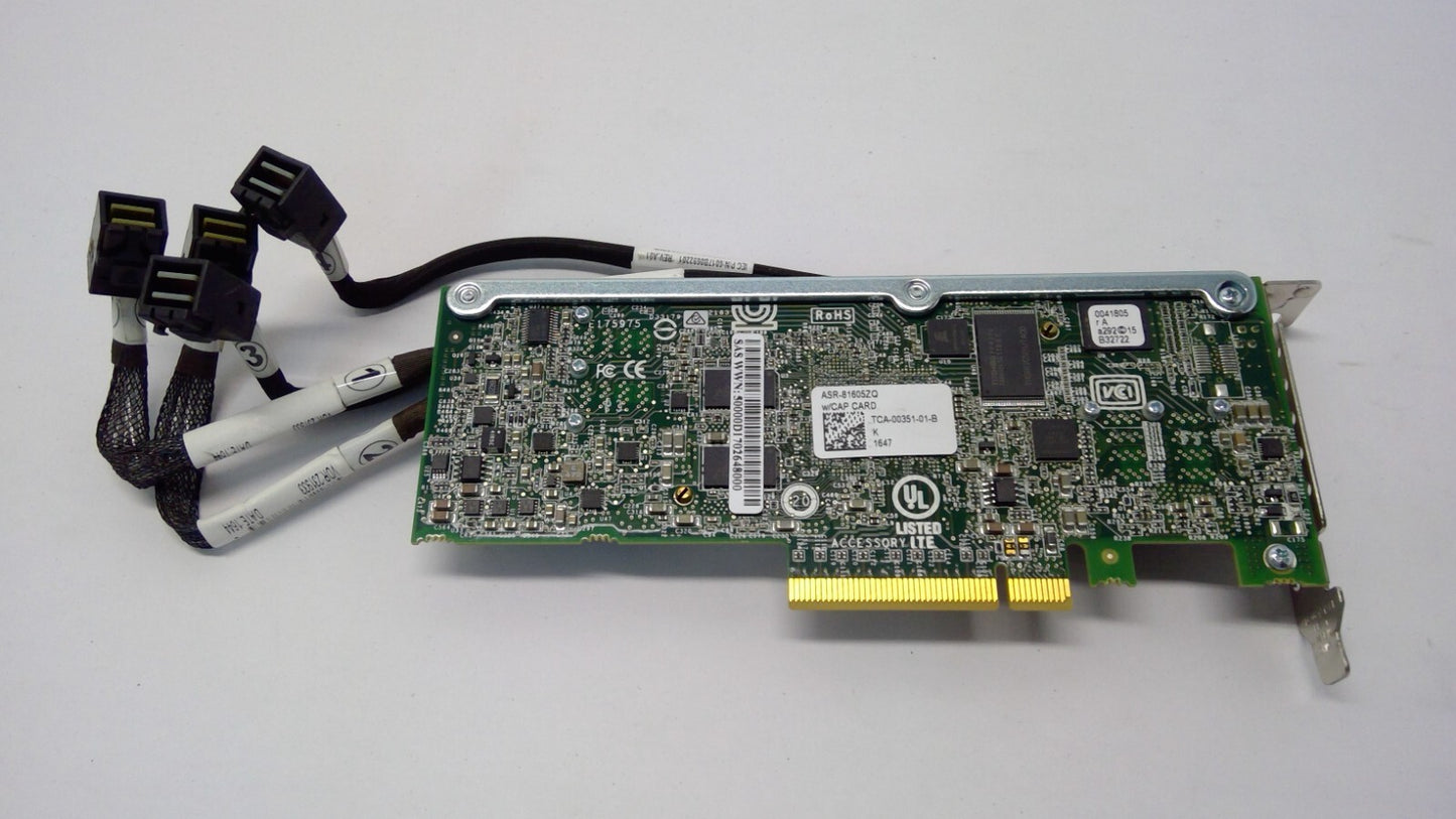 Adaptec ASR-81605ZQ 12G SAS 16-Port 1GB Cache PCIe x8 RAID Controller W/Cables