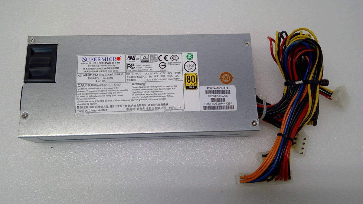 Supermicro PWS-351-1H 350w FlexATX 1U Power Supply 80+ Gold Certified