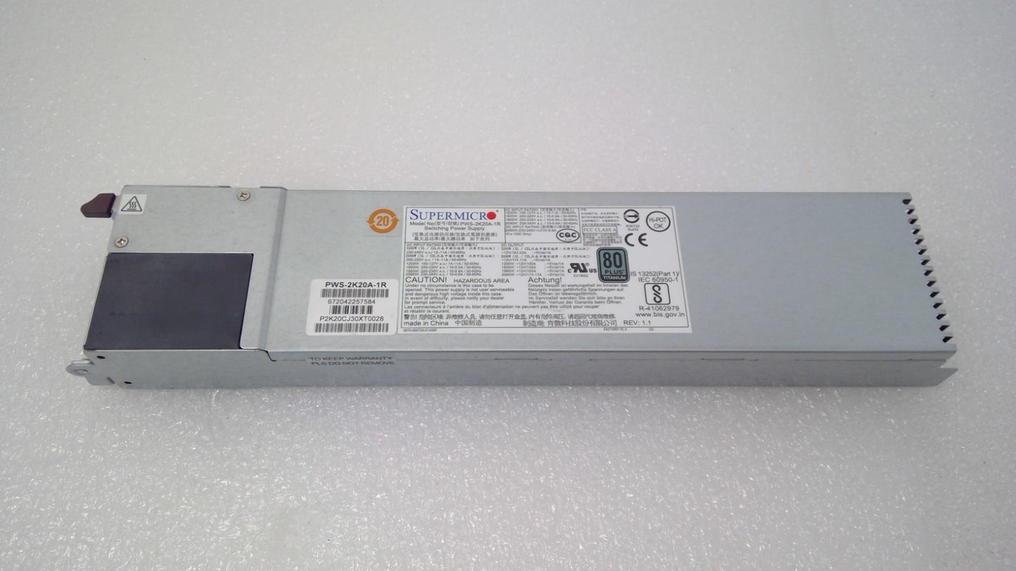 Supermicro PWS-2K20A-1R 2200W 1U Hot-Swap 80 Plus Titanium Netzteil Power Supply