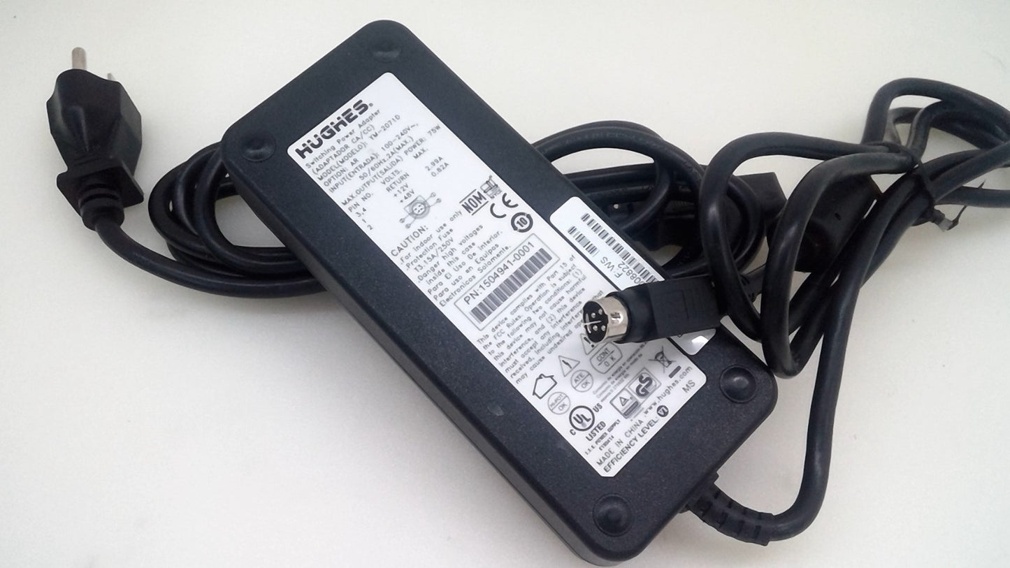 Hughes Switching Power Adapter Model YM-2071D 4-PIN 12V /2.99A  48V/0.82A