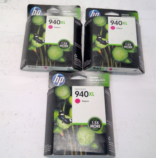 LOT OF 3 NEW HP 940XL Magenta C4908AN Cartridge for Officejet Pro