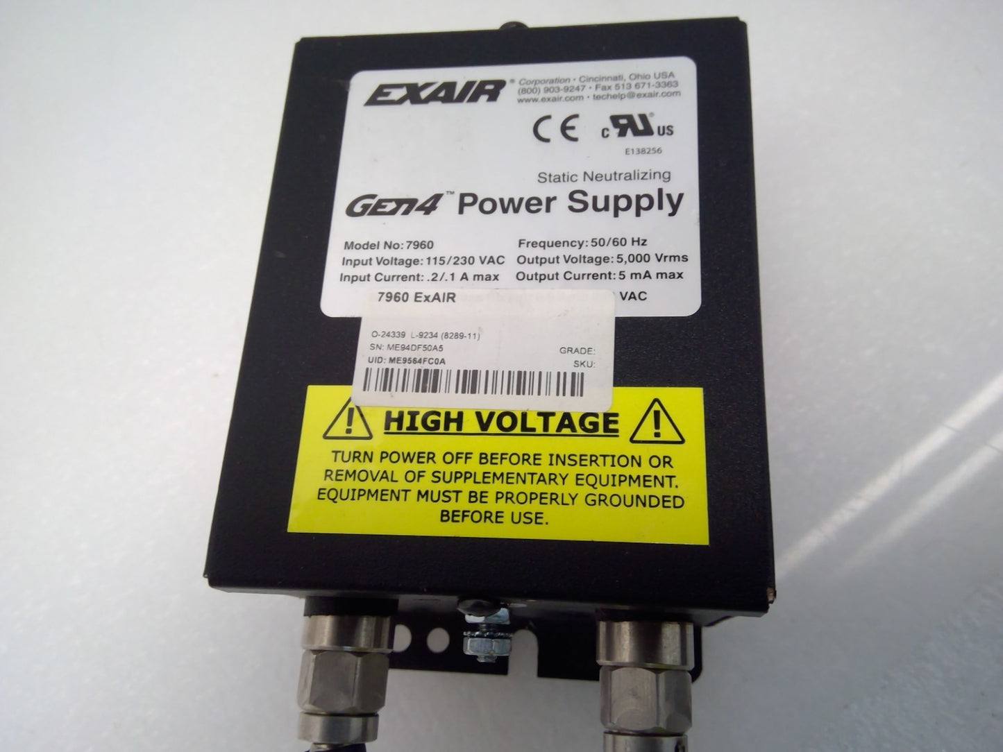 EXAIR Model 8193 112006/7960 Exair /9" Gen 4 Super Ion Air Knif (Full Set)