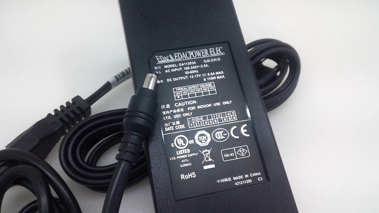 Genuine EdacPower EA11203A AC Adapter 5.5x2.5mm Power Supply 12-17V 8.5A 110W