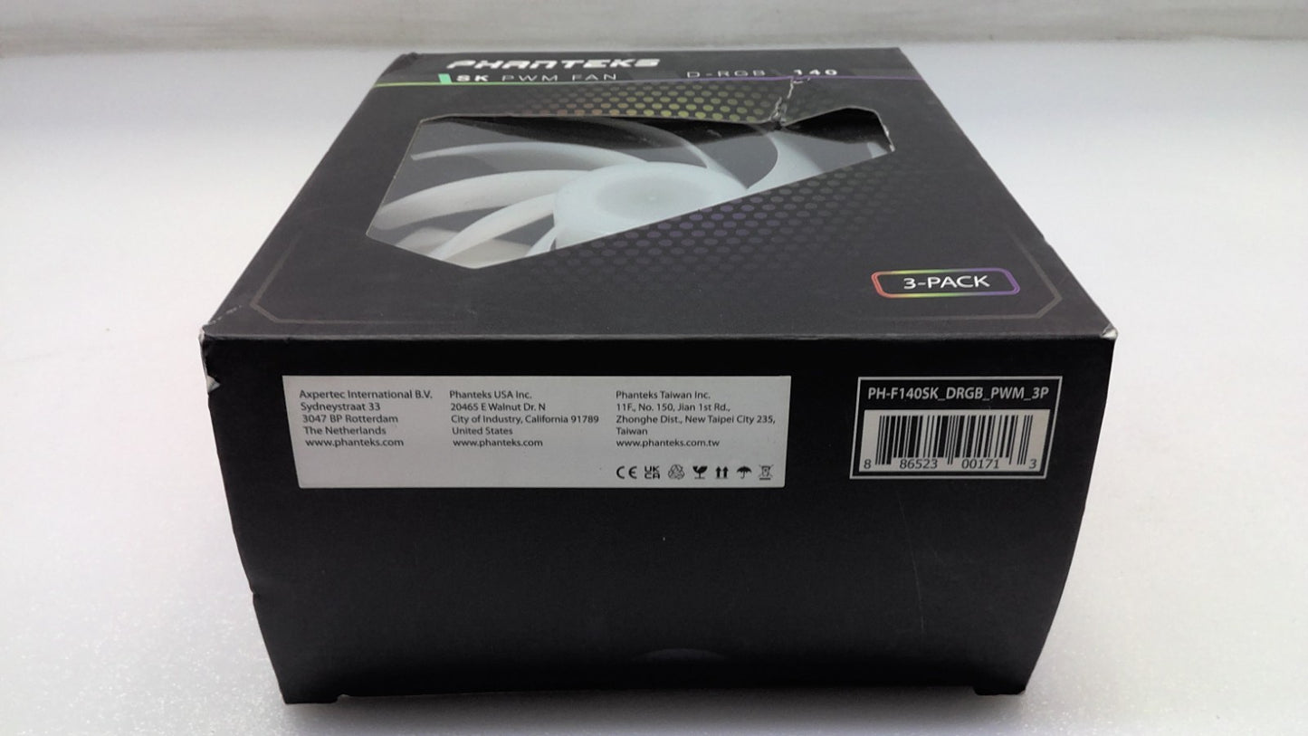 Phanteks Sk140 3-Pack PWM FAN. D-RGB.  9 Blades PH-F140SK_DRGB_3P