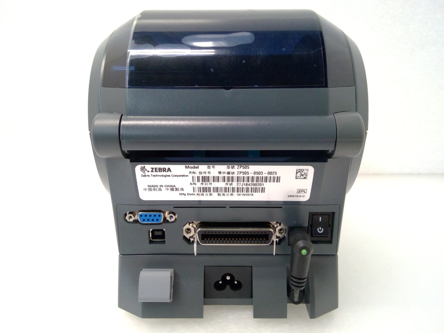 Zebra ZP 505 ZP505-0503 Direct Thermal Barcode Printer USB Peeler 203DPI