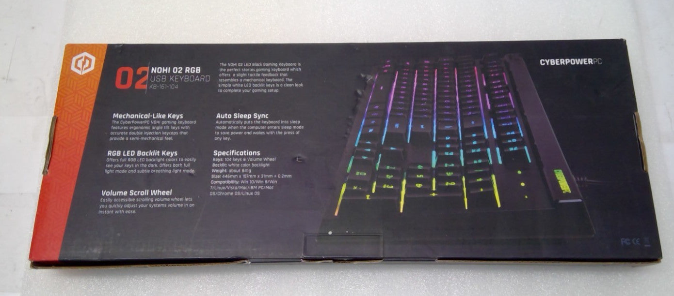 CyberPower PC Play Ready LED Wired Gaming Keyboard 02 RGB NOHI KB-161-104