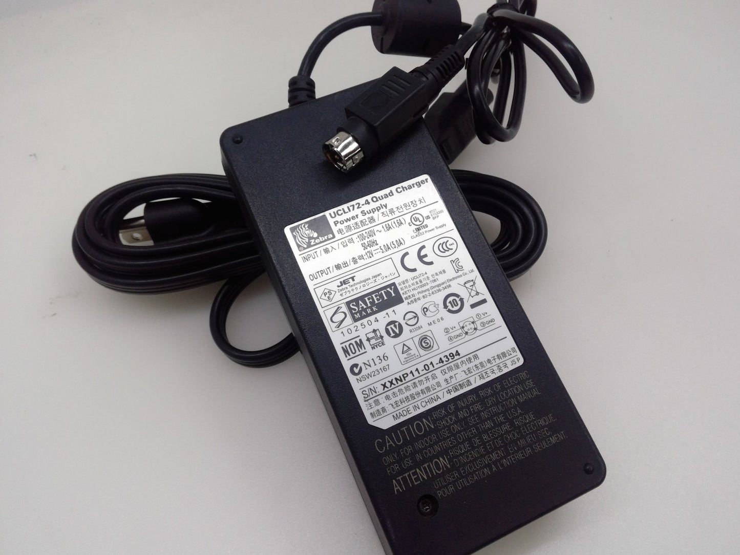 Genuine Zebra UCLI72-4 quad charger Power Supply 12V 5A Class 4 82-2-6336-3456