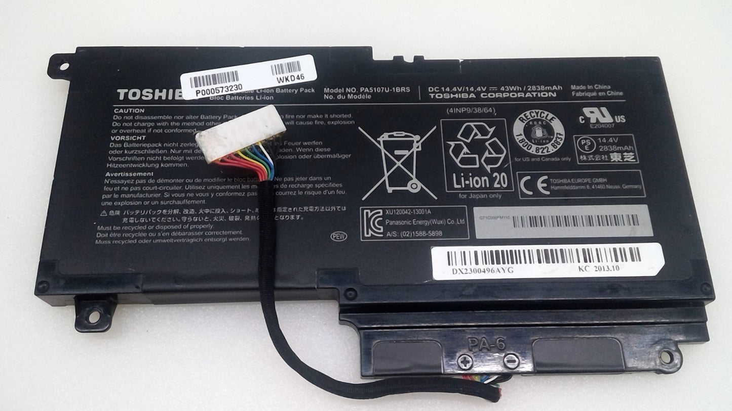 Genuine PA5107U-1BRS 14.4V 43Wh Battery for Toshiba Satellite P50 P55 L50 L55