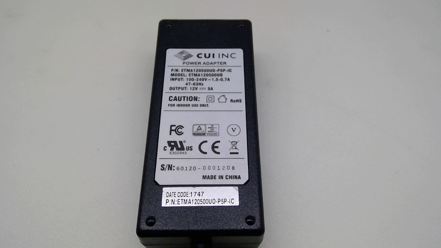 Genuine CUI ETMA120500UD-P5P-IC 12V 5A 60W Power Adapter 5.5x2.1mm