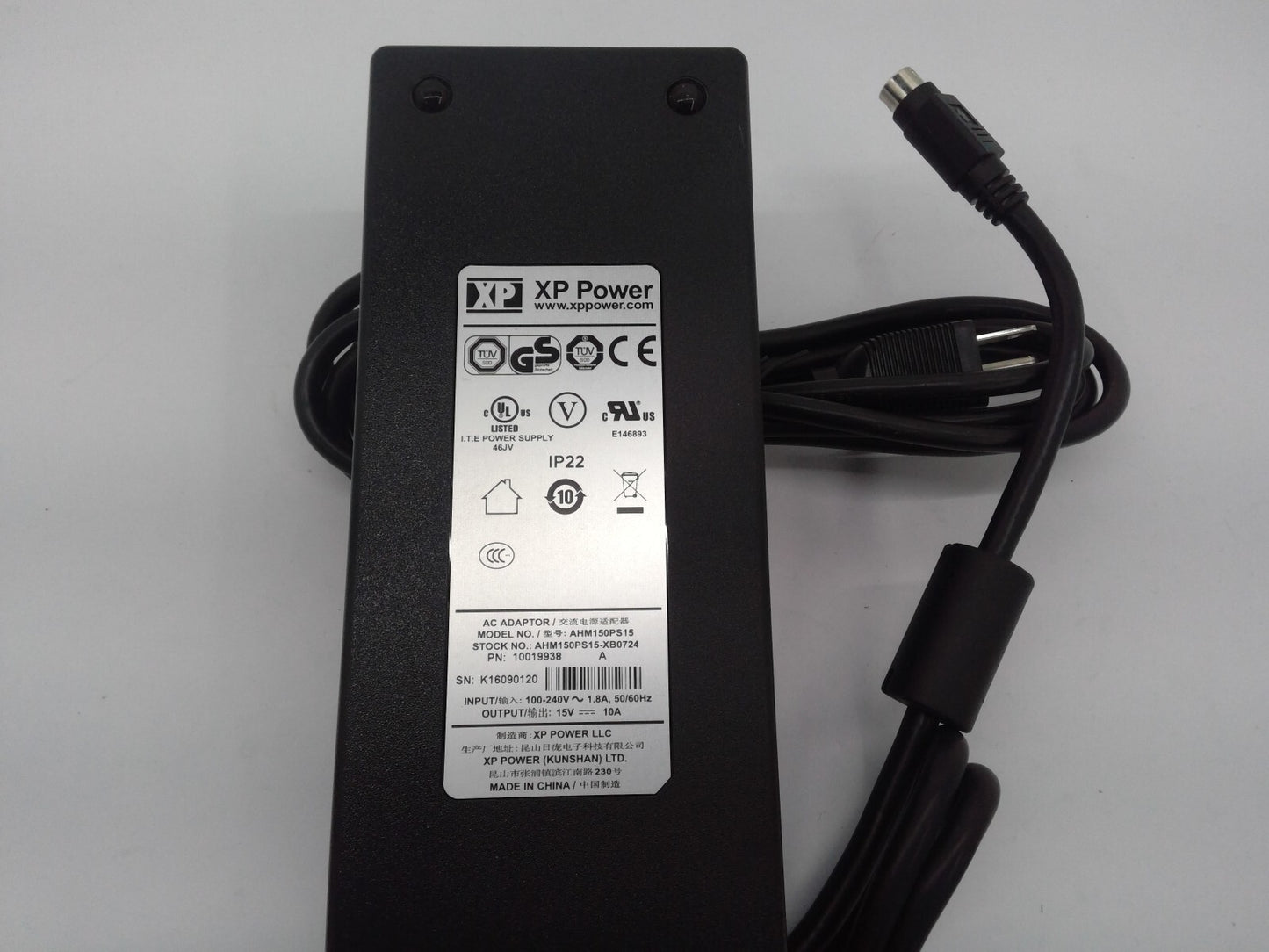OEM XP Power AC/DC Desktop Adapter 150W 15V 10A AHM150PS15 4 PIN