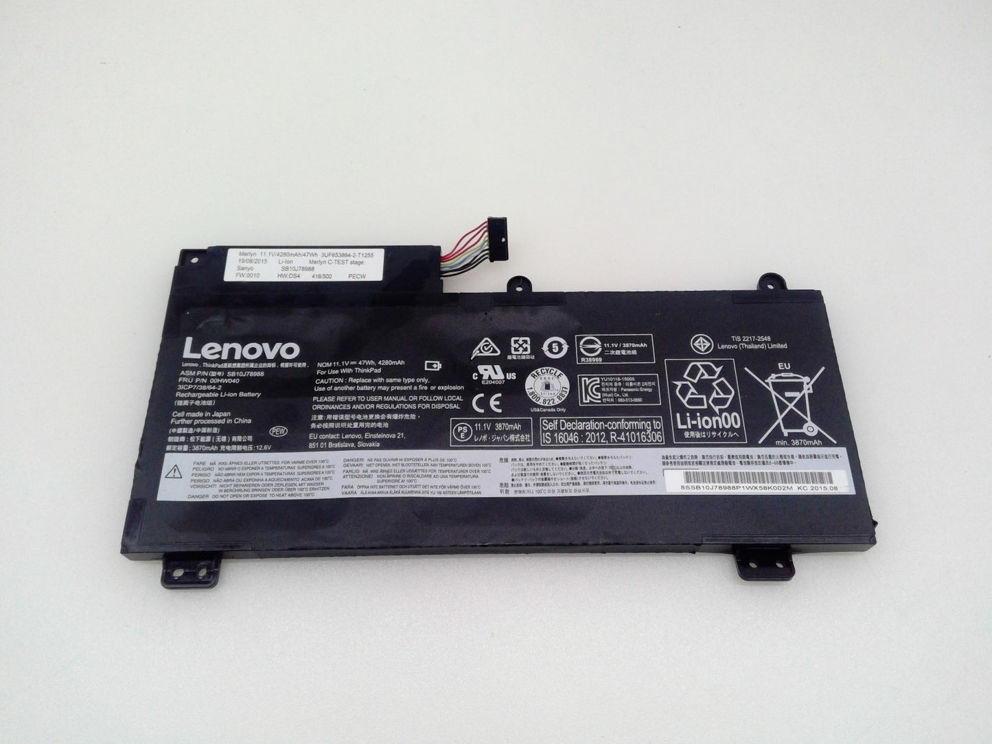 Genuine 00HW040 00HW041 47Wh Battery for Lenovo ThinkPad S5 E560P SB10J78988