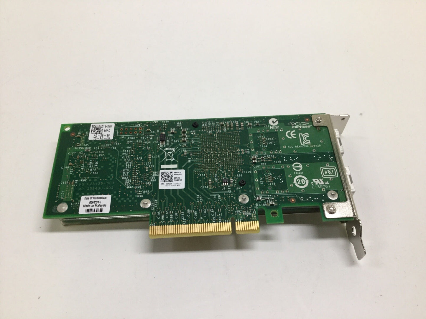 Dell 0942V6 0FTKMT Intel X520-DA2 Dual Port 10GbE SFP+ PCIe Network Adapter LP
