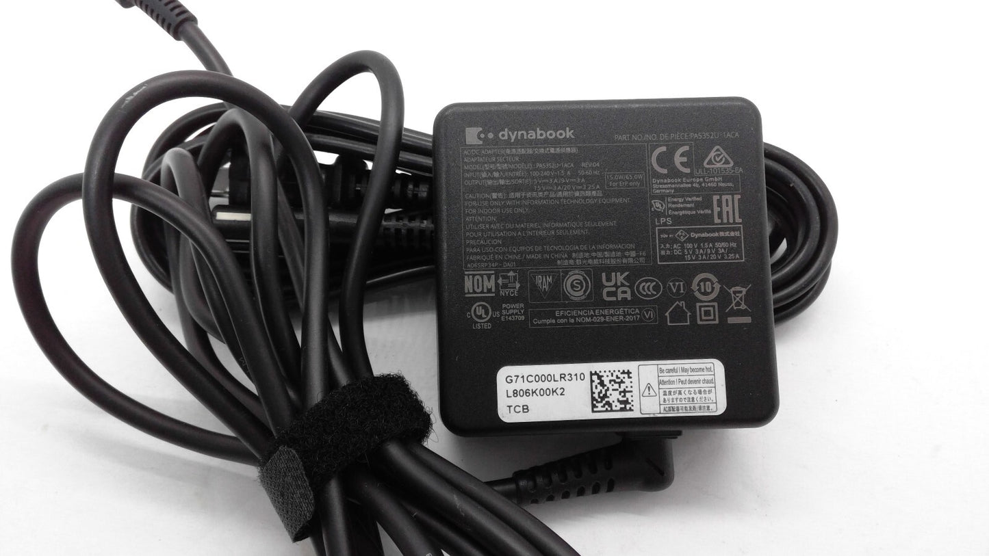 Toshiba Dynabook 65W USB-C AC Adapter PA5352U-1ACA PA5279E-1AC3 Charger