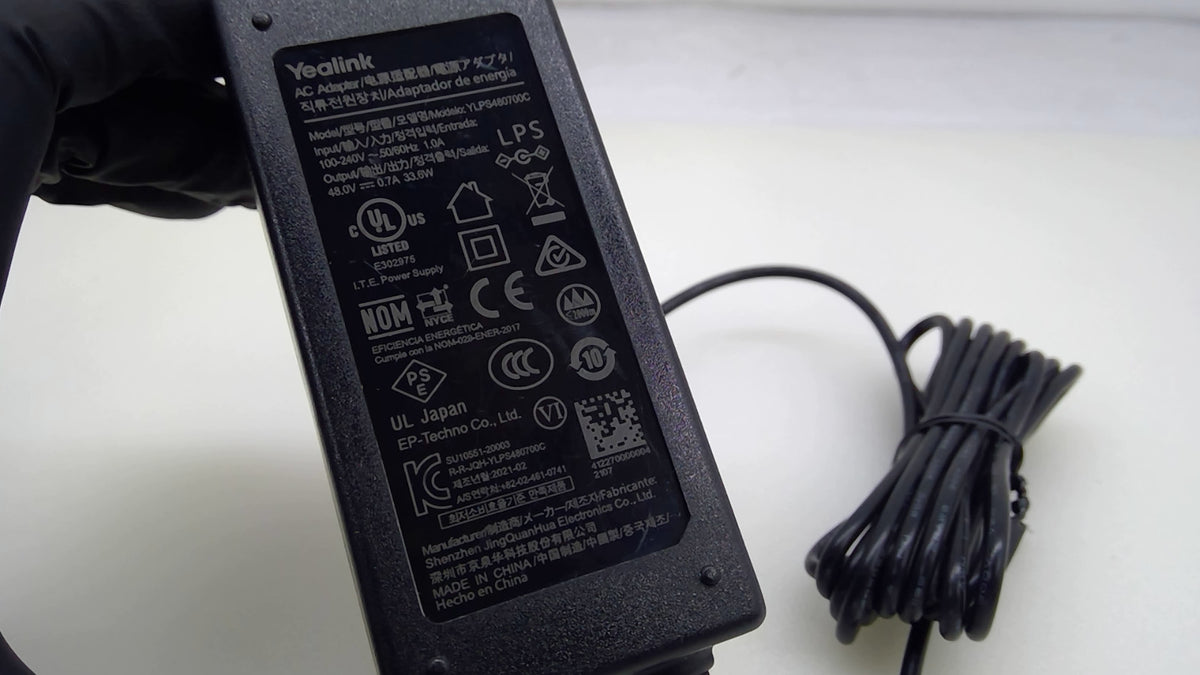 Genuine Yealink 33.6W AC Power Adapter YLPS480700C 48V 0.7A DC Barrel Connector