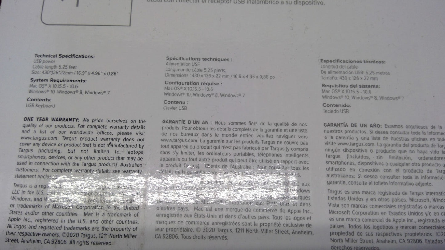 (NEW) LOT OF3  Targus MODEL:AKB600 USB Wired Keyboard SKU:AKB30US