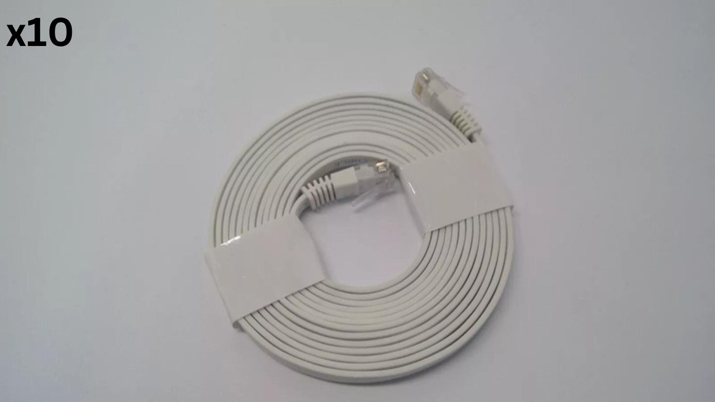 Lot of 10 -Cat 6A Ethernet Network Patch Cable RJ45 Lan Wire 28AWG 10 FT White