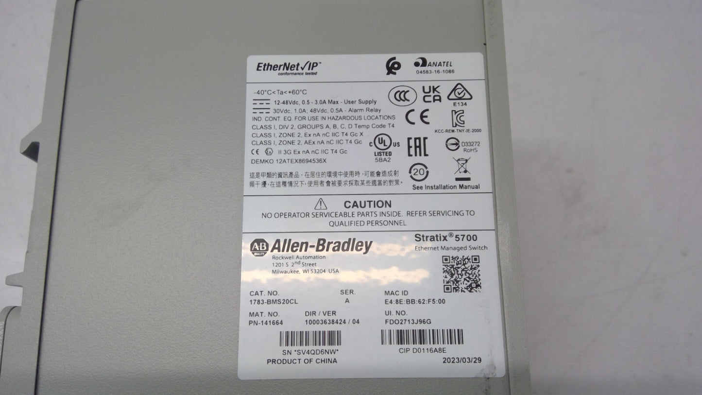 Allen-Bradley 1783-BMS20CL Stratix 5700 Managed Ethernet Switch