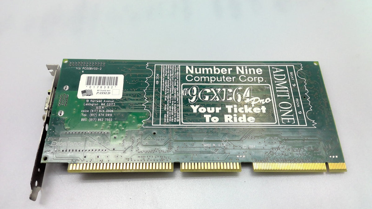 Number Nine Computer Corp PCI VGA Graphics Card PCB: PC00VS0-2