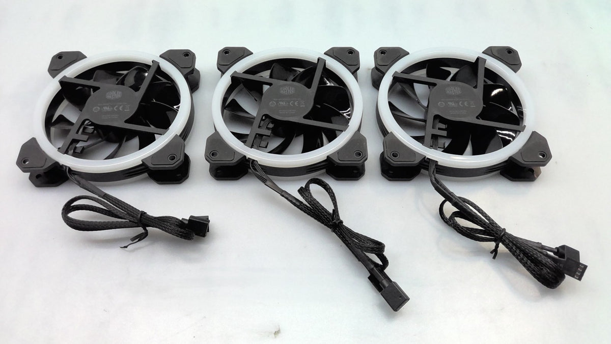 Lot of 3 Cooler Master RGB Case Fan DF1202512RFMN- Dual Rings White LED 3 Pack