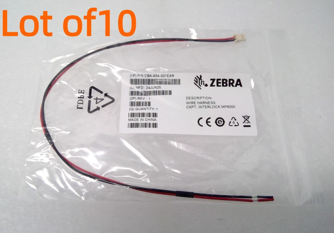 10x Zebra CBA-A54-S01EAR Checkpoint Interlock Cable for MP6000 MP7000 Scanner