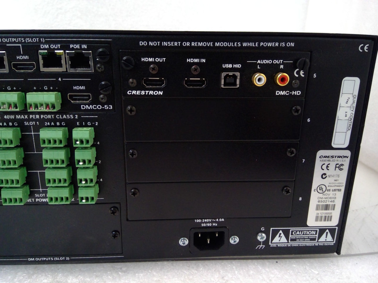Crestron DM-MD8X8 HD Digital Media Distribution 2X DMC-HD 2X DMC-C