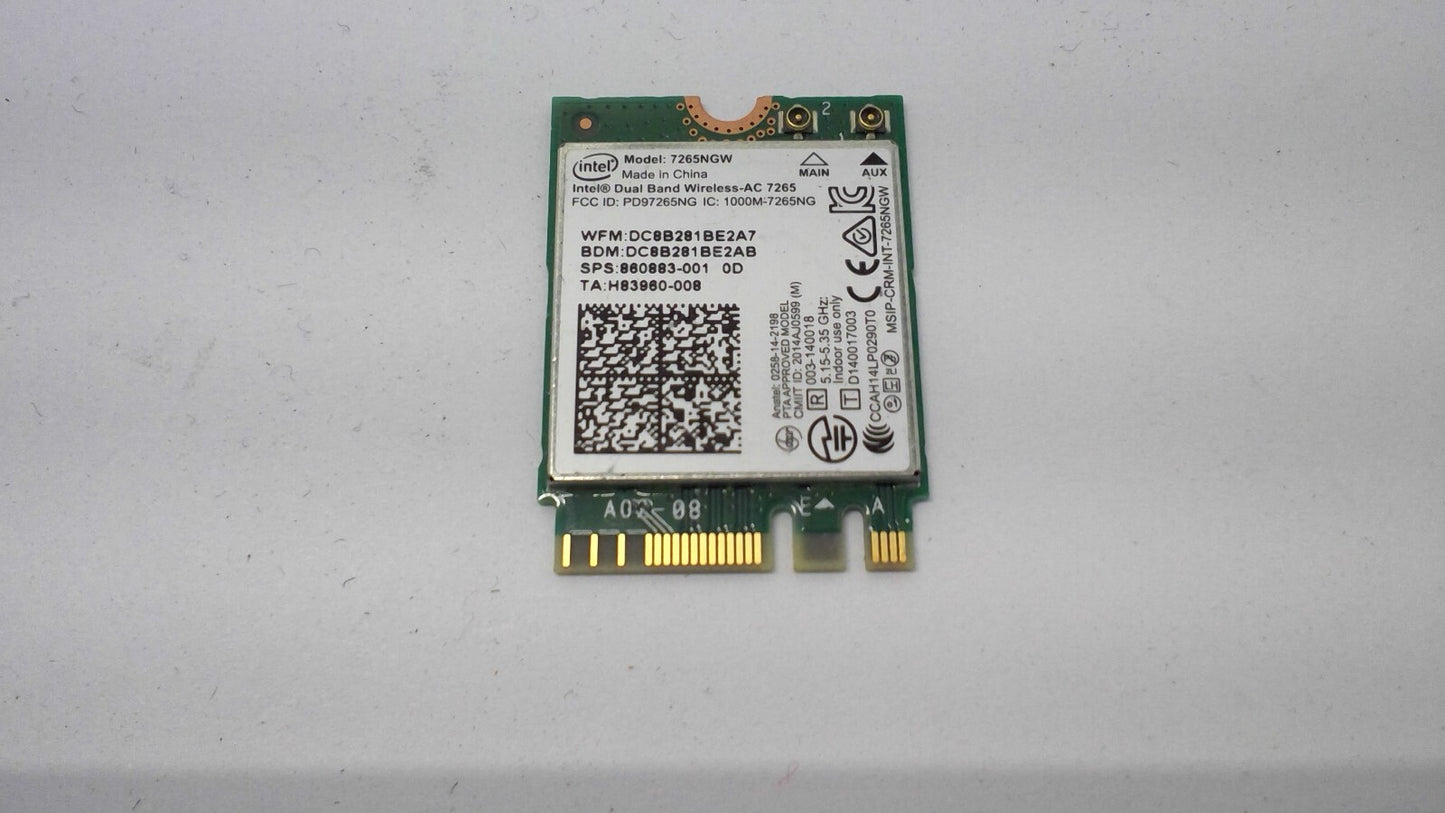 LOT OF 2 860883-001 7265NGW GENUINE HP Wireless-AC 802.11ac M.2 BLUETOOTH CARD