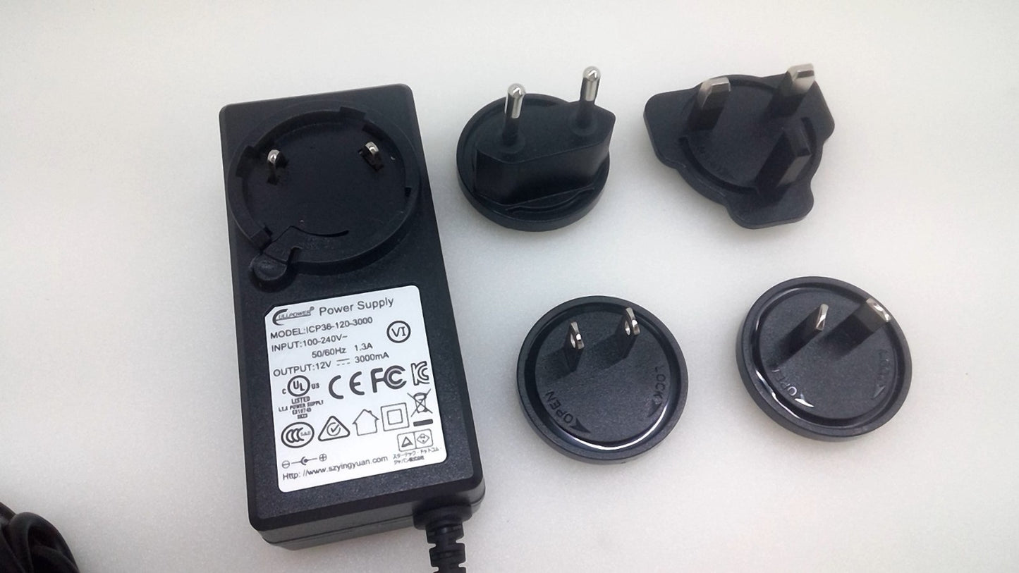 Cullpower 12V 3A 36W Power Supply Univeral Interchangeable ICP36-120-3000