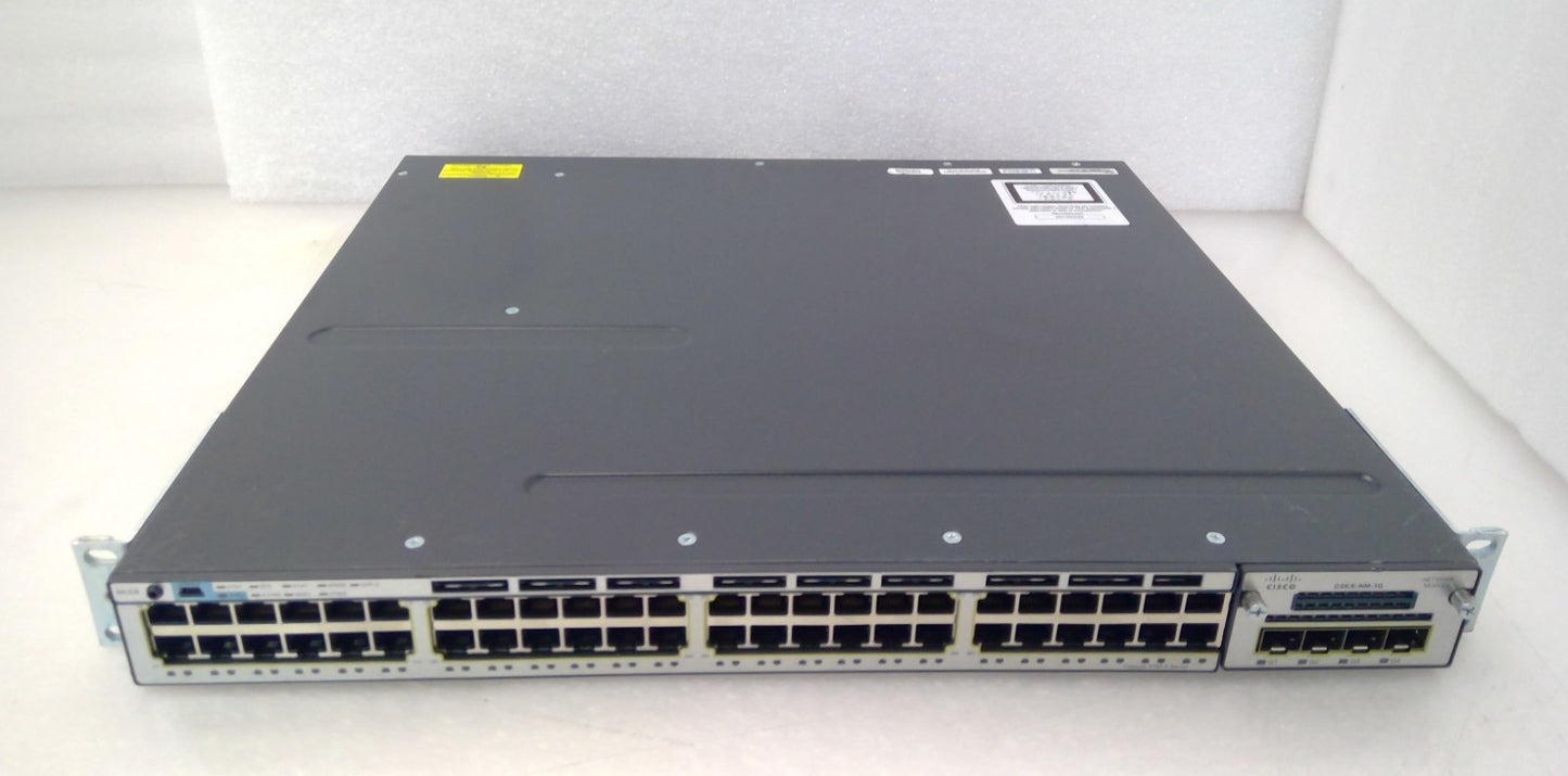 Cisco WS-C3750X-48T-S 48 Port Gigabit Switch w/C3KX-NM-1G Module 2PSU 2FAN