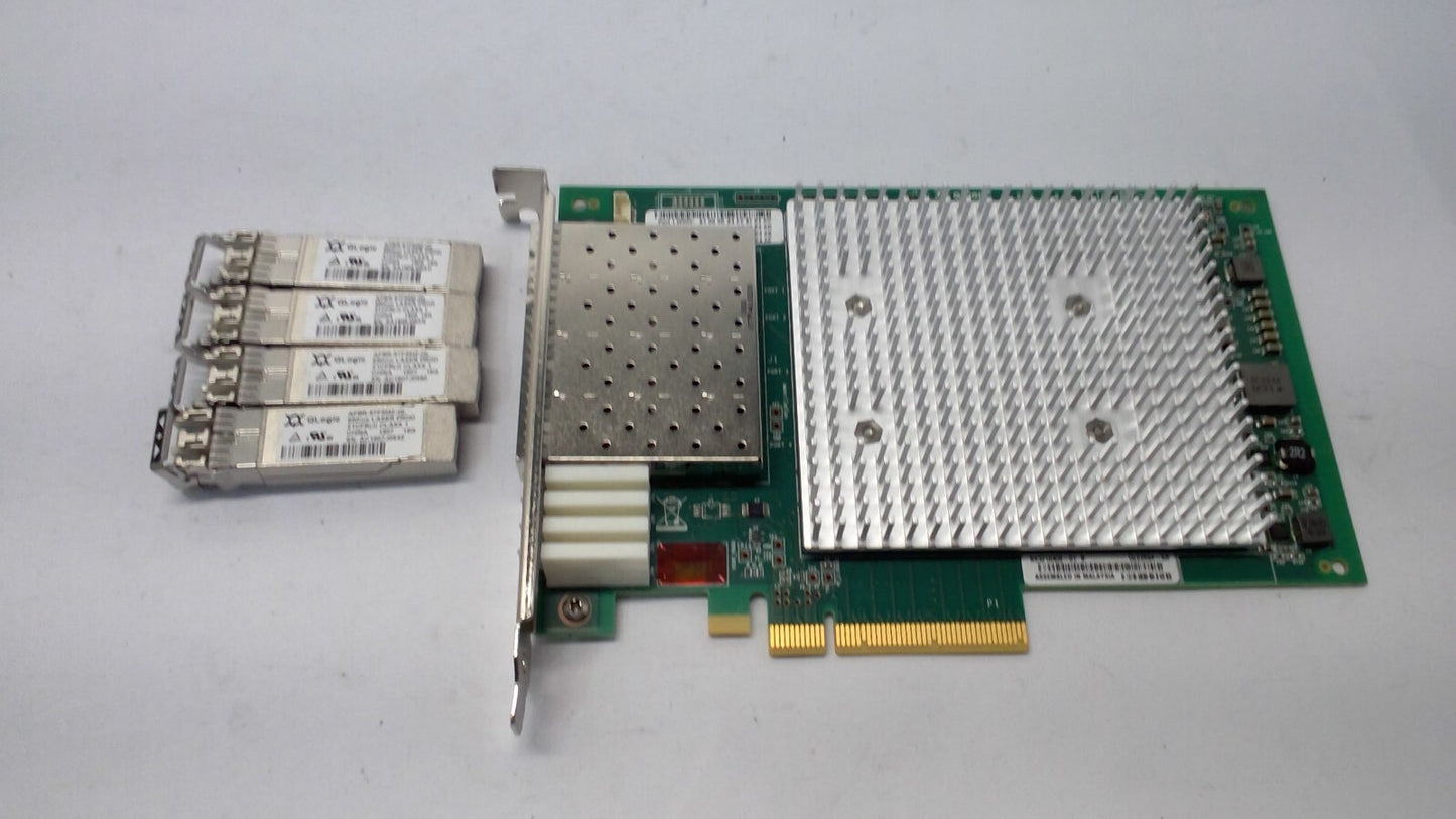QLogic QLE2694-SR/DD 16Gbs Quad Port FC PCIe x8 Gen3 HBA Card Dell HCWVX w/4 SFP