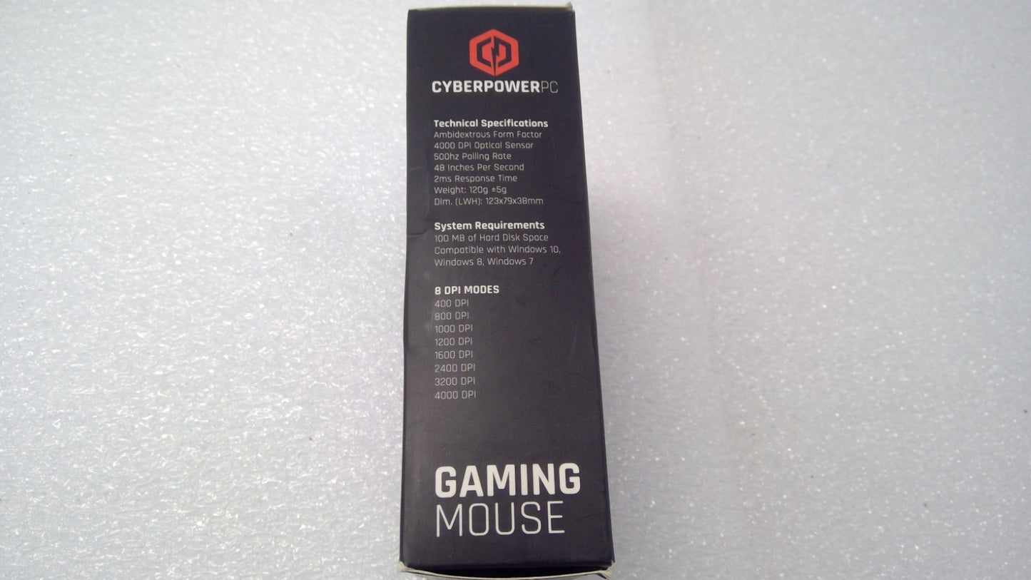 NEW CyberPowerPC Wired Gaming Mouse 4000 DPI OPI 5g Matal Weights LED Light
