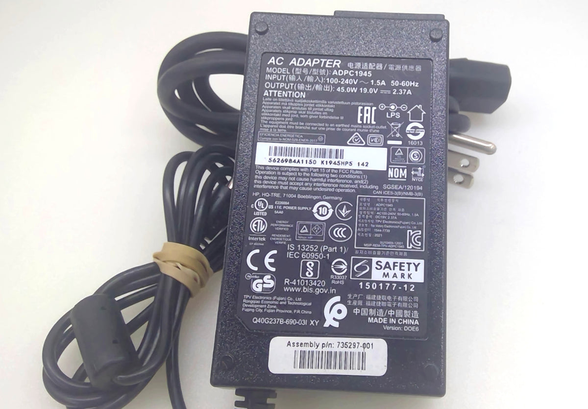 TPV ADPC1945 45W 19V 2.37A AC Adapter for HP Pavilion Monitor 5.5x2.5mm