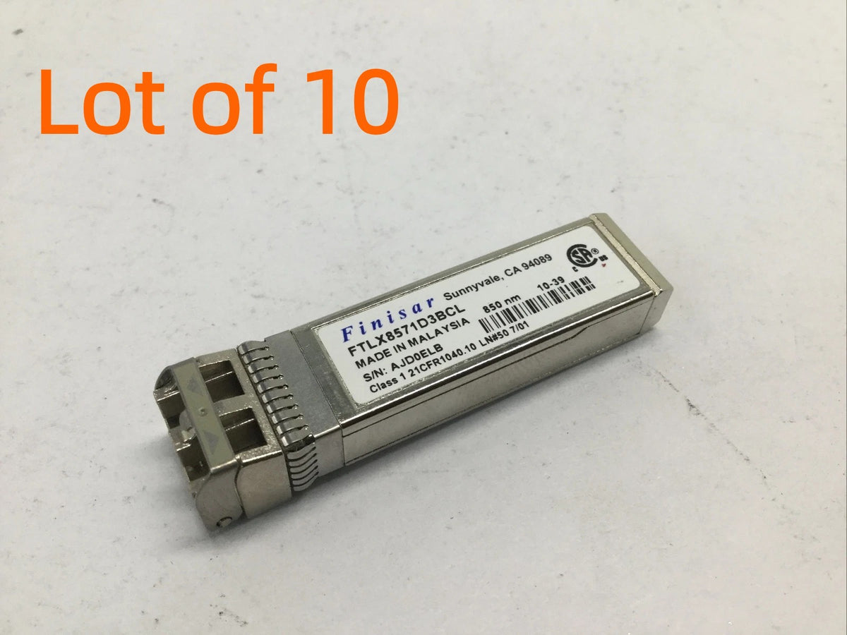 Lot of 10 Finisar FTLX8571D3BCL 10GBASE-SR 10Gb SFP+ MMF 850nm Transceiver