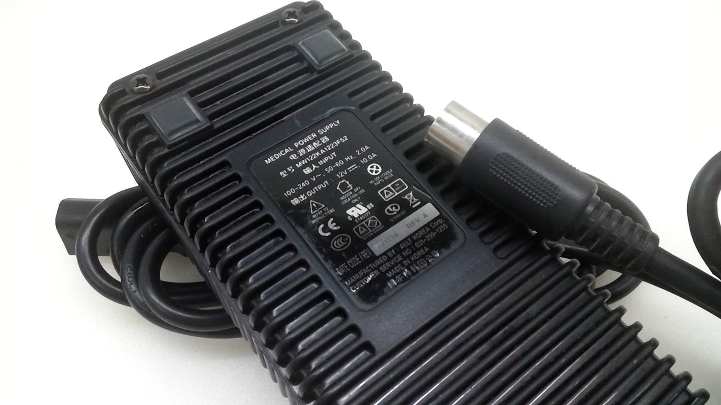 Genuine Ault Korea Medical Power Supply MW122KA1223F52 12V 10A Adapter 8 Pin DIN
