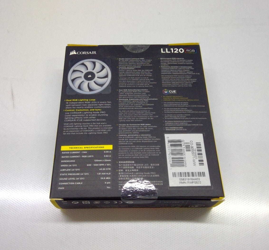 Corsair LL120 RGB 120mm Dual Light Loop RGB LED PWM Fan CO-9050071-WW Open Box