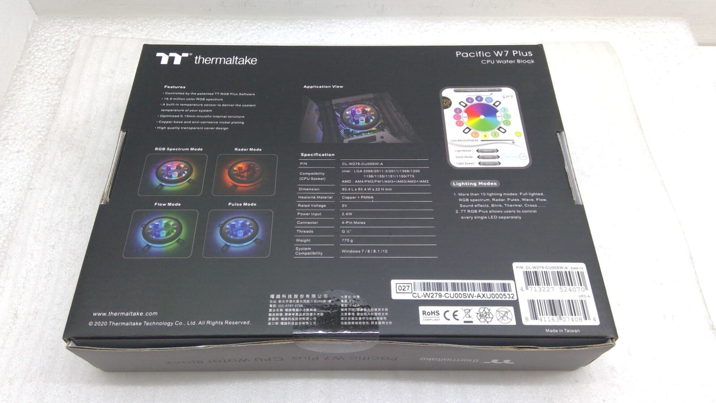New Thermaltake Pacific W7 Plus CPU Water Block TT RGB Plus, CL-W279-CU00SW-A