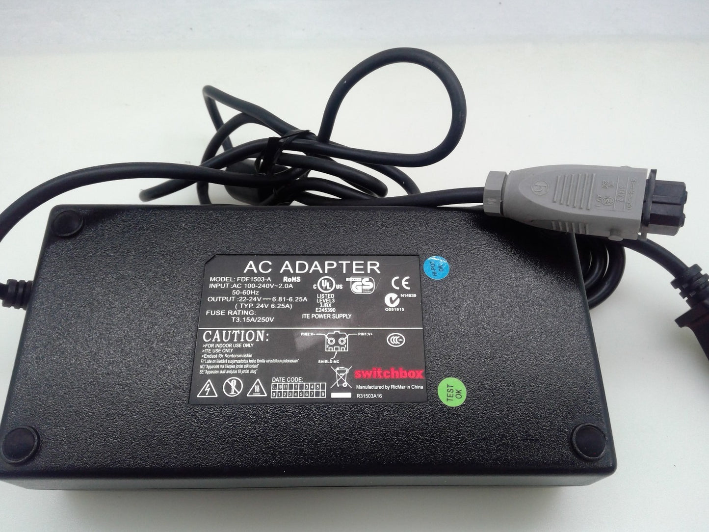 Switchbox AC Adapter FDF1503-A 2-pin 24V 6.25A Power Supply  Charger with Plug