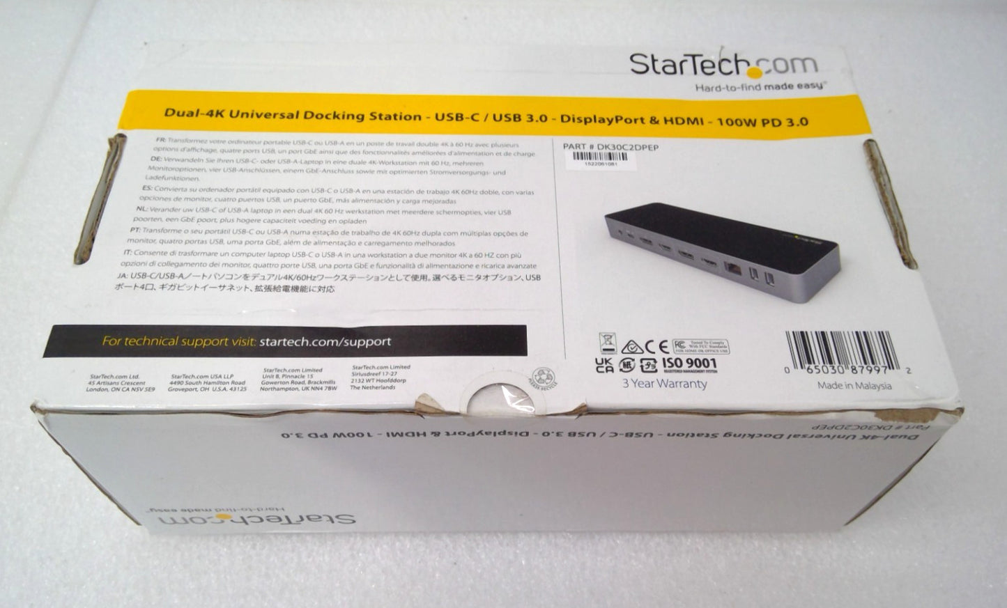 New Startech DK30C2DPEP Dual-4k 60Hz Universal Docking Station 100W PD