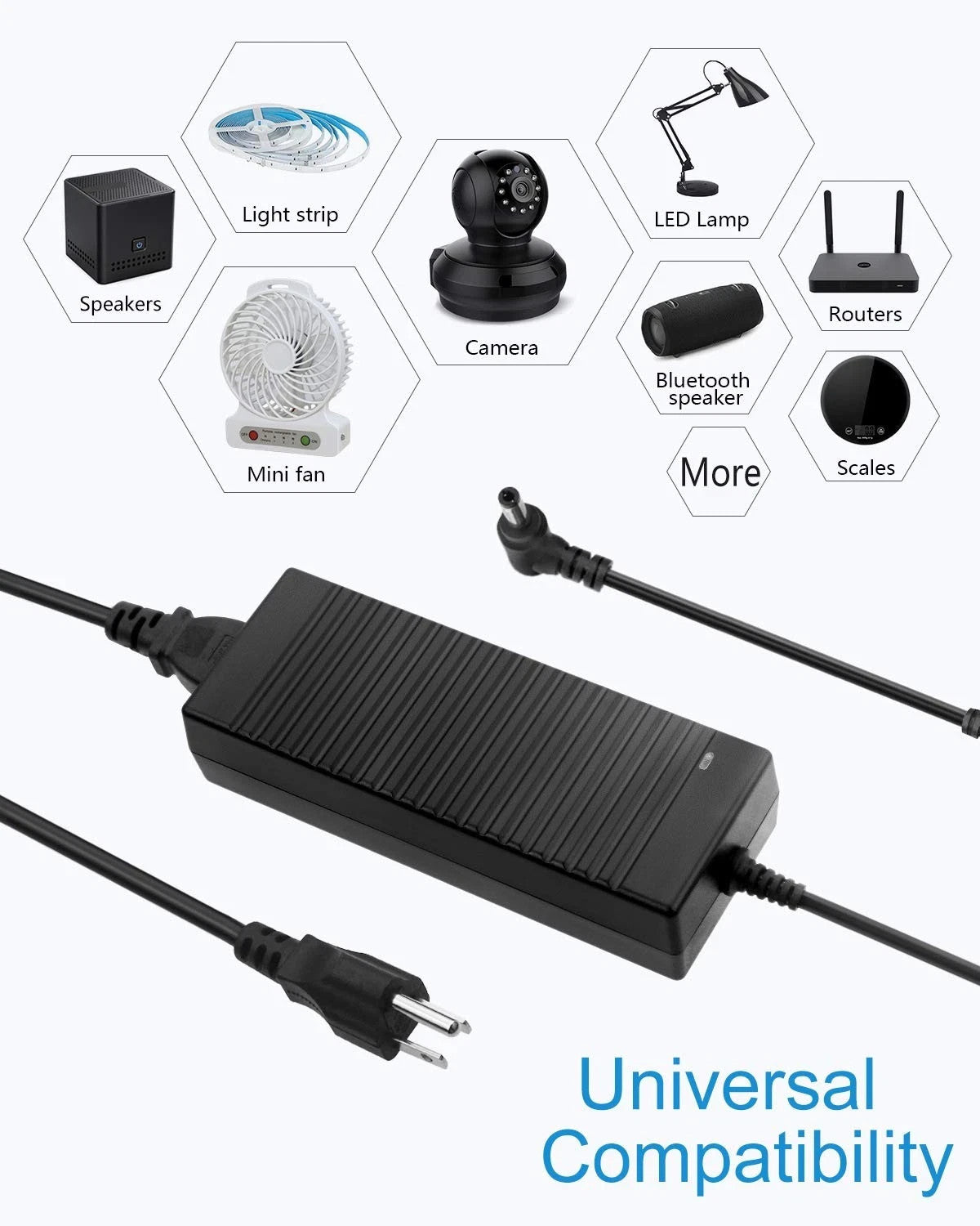 ALITOVE 12V Power Supply 10A 120W AC Adapter 100240V 5060HZ ALT-1210 5.5 X 2.1mm