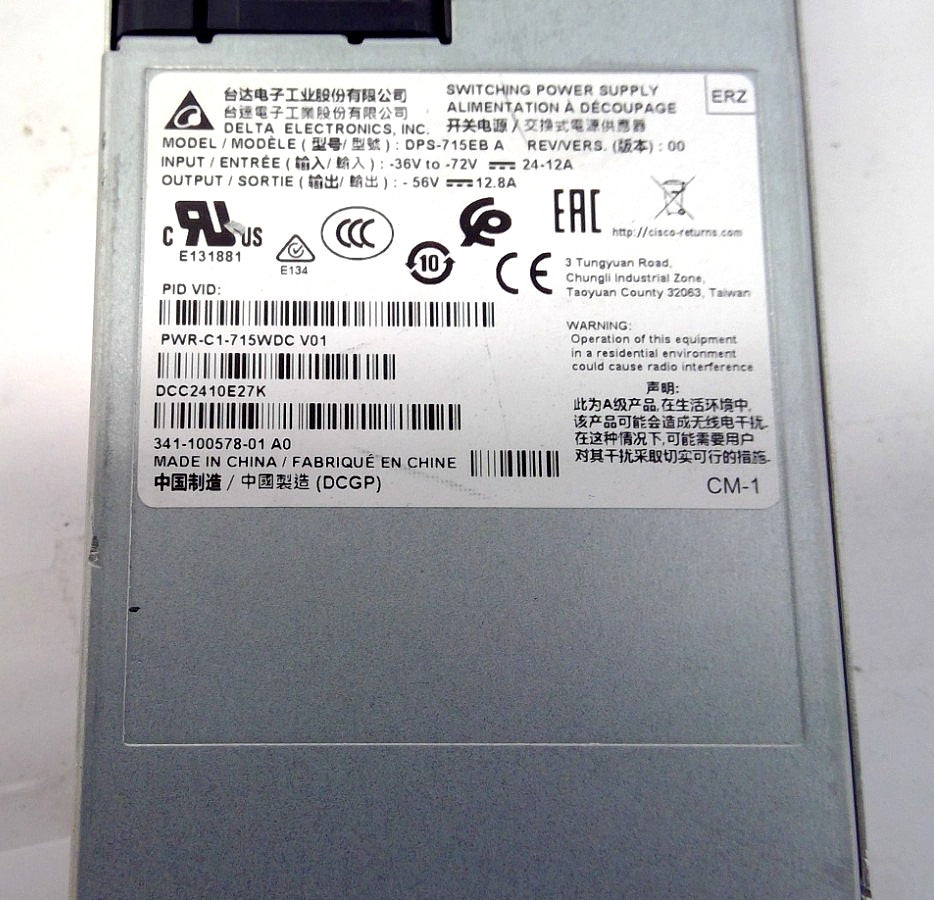 Cisco PWR-C1-715WDC 341-100578-01 715W DC Power Supply For3850 9300Series switch