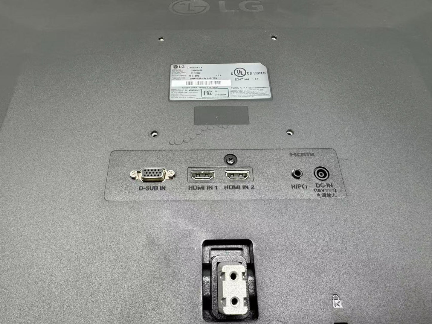 LG 27MK600M-B 1920 x 1080 Monitor HDMI VGA - No Stand - Tested  NOAC