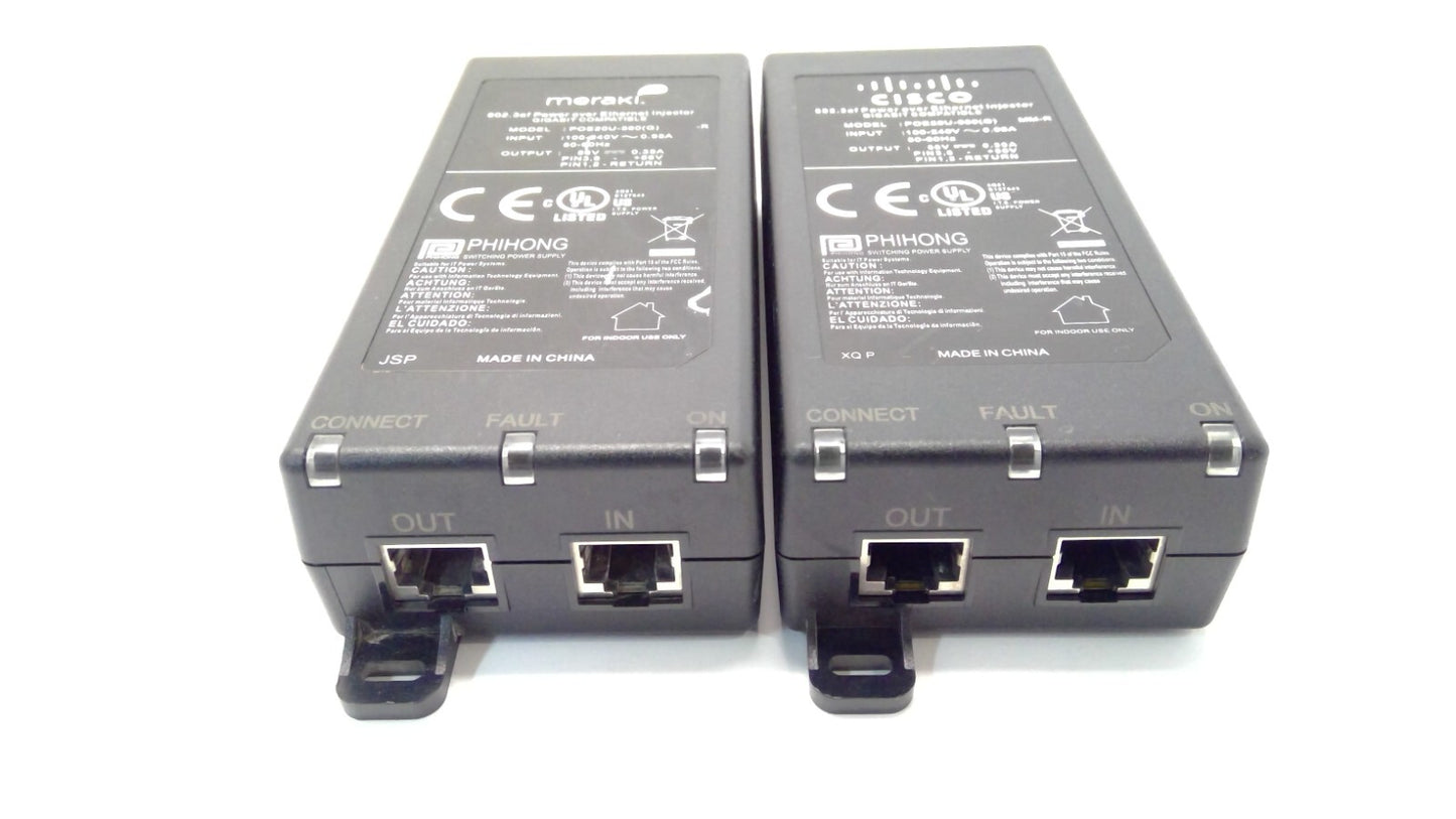 *LOT OF 2* Cisco Meraki POE20U-560 (G) 802.3af Power Over Ethernet Injector