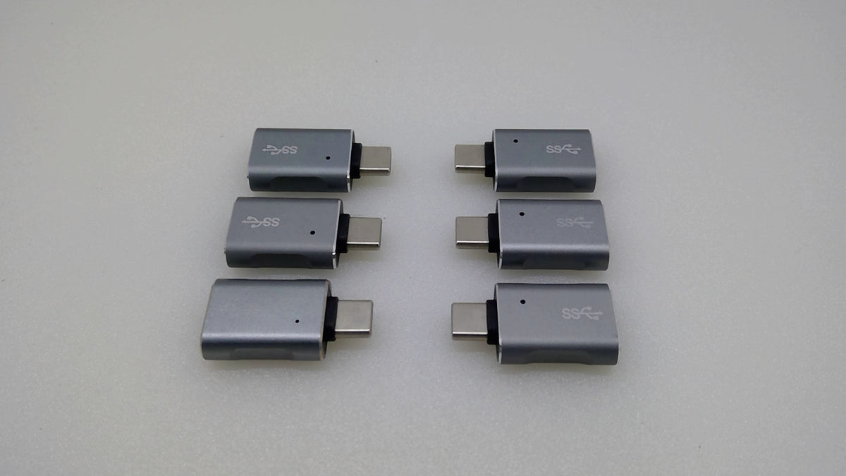 Lot of 6 USB-C Male to USB-A 3.0 Female Adapter SuperSpeed OTG Converter Gray