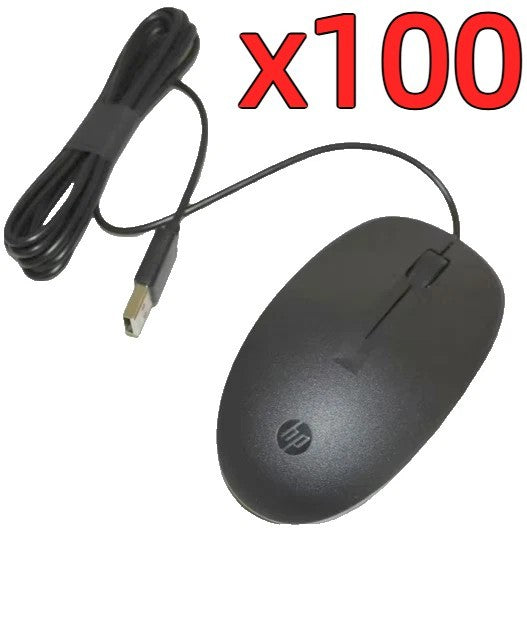 NEW Lot Of 100 HP 125 USB Wired Desktop Black Mouse M27537-001