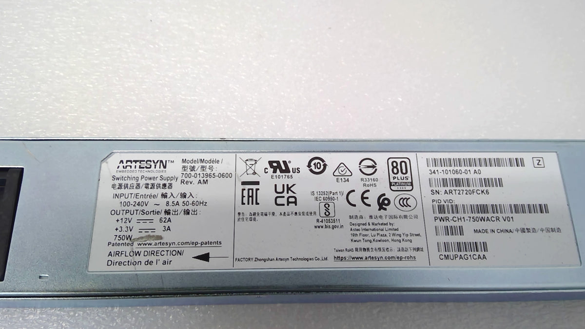 Cisco PWR-CH1-750WACR 750W AC Power Supply Catalyst 8300 Router Switch PSU