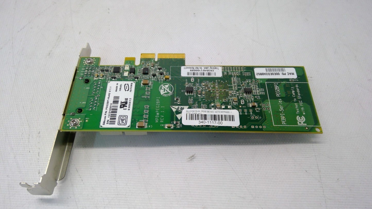 Silicom PEG2BPI-RoHS V:1.1  Ethernet Bypass Adapter 340-1117-00