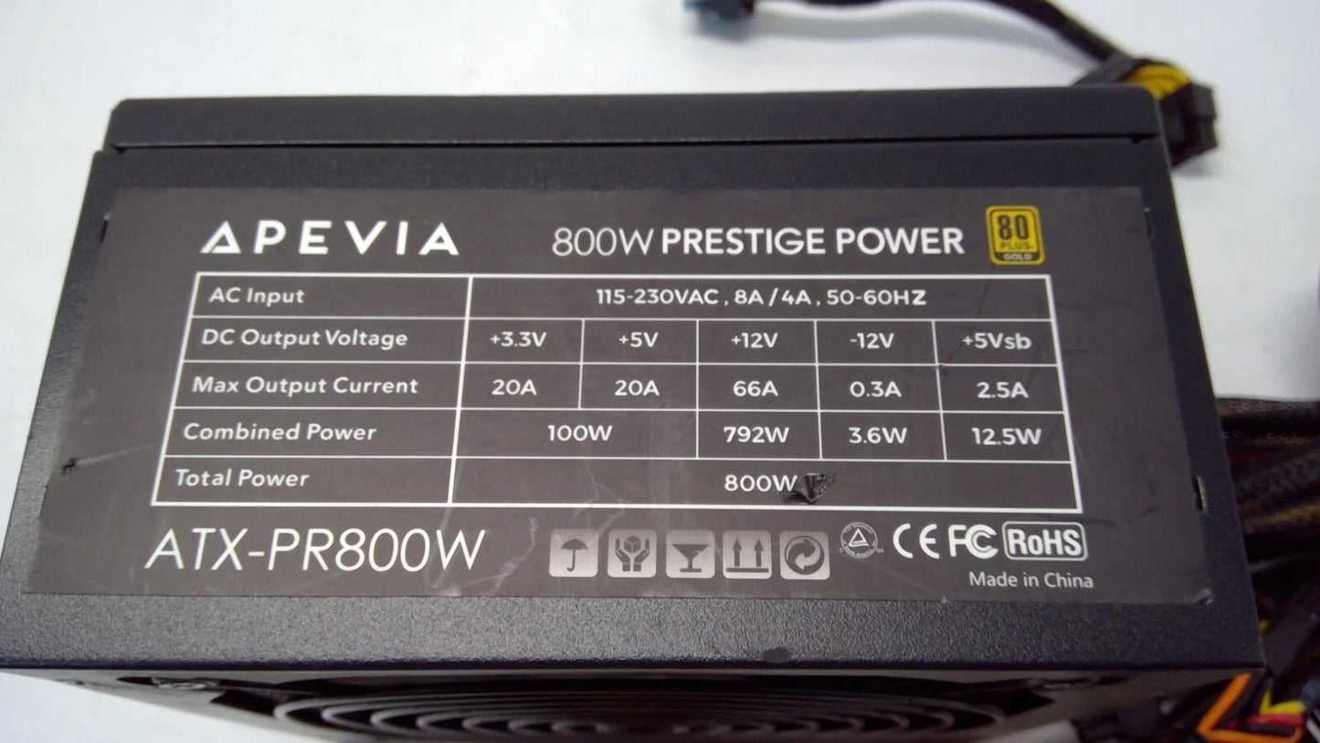 Apevia ATX-PR800W PSU Power Supply 800W Prestige Power 80 plus Gold