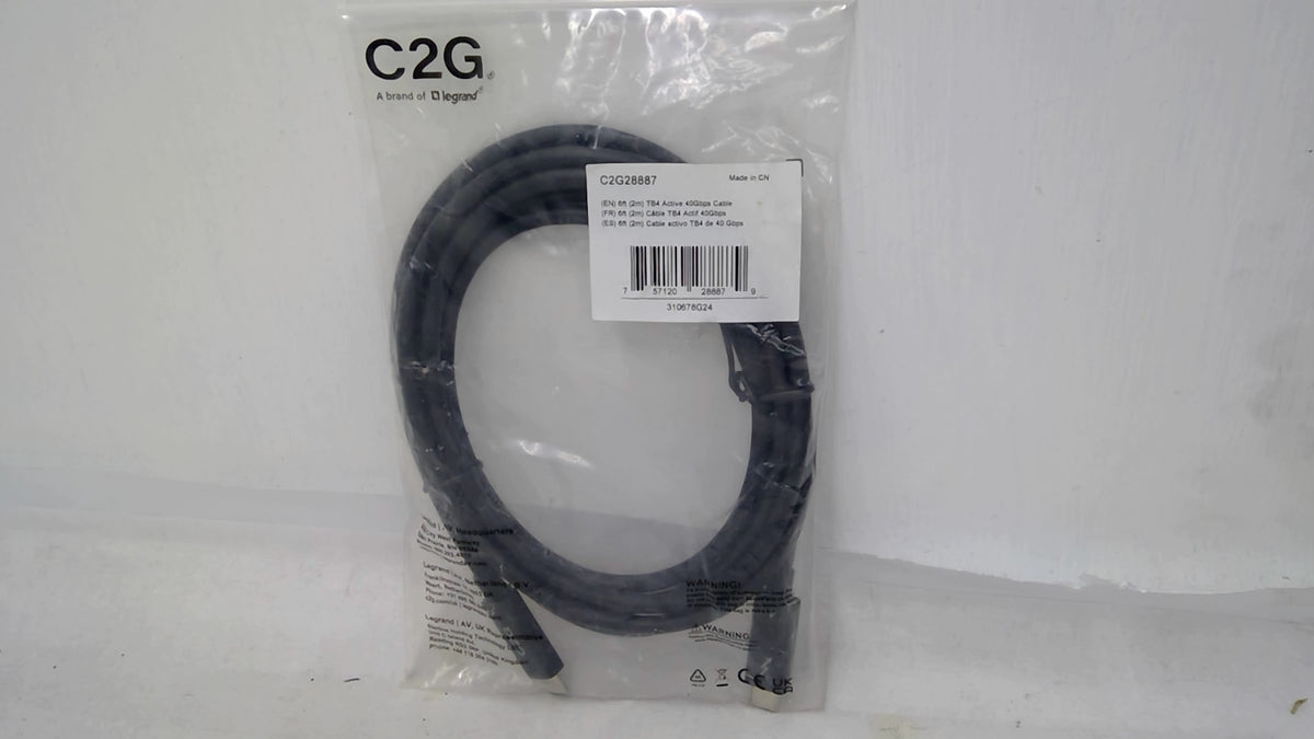 C2G 28887 Thunderbolt 4 Active USB-C Cable 40Gbps 100W 6FT Black