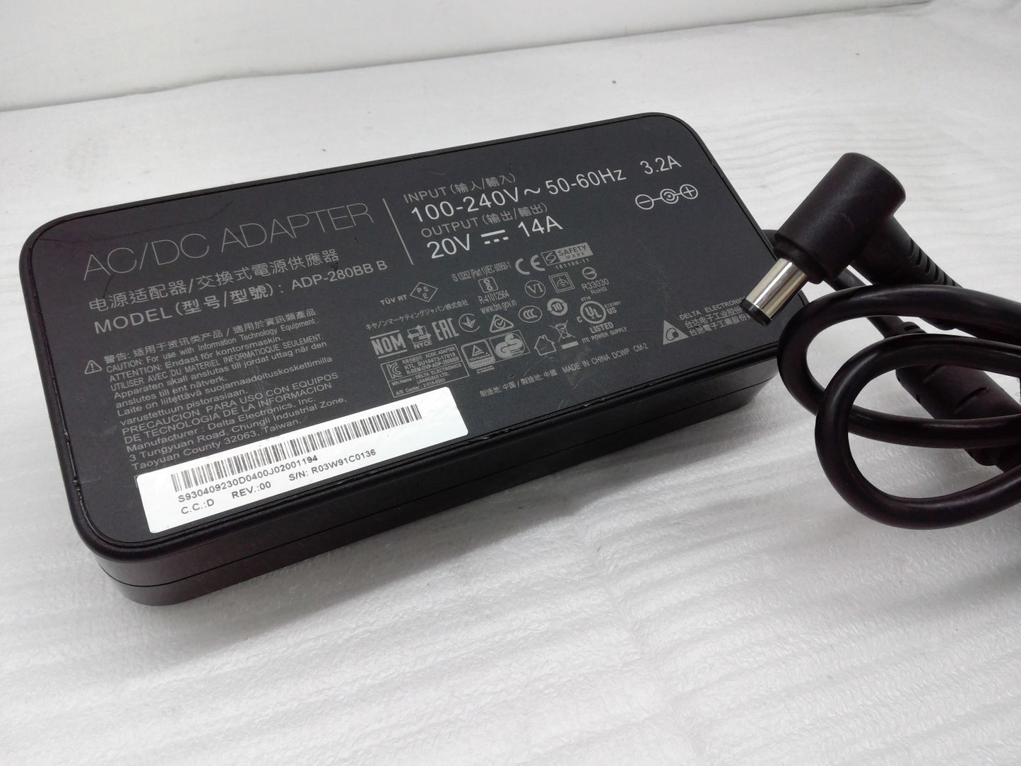 OEM ADP-280BB B 20V 14A 280W AC Adapter  MSI GE75 Raider GeForce RTX 2070 7.4mm