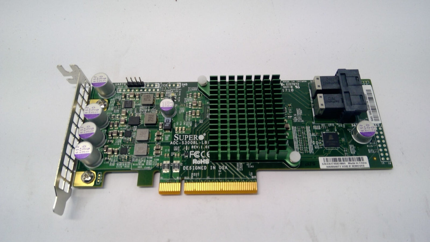 SuperMicro AOC-S3008L-L8i 12GB/S SAS HBA IT Low Profile RAID Controller Card